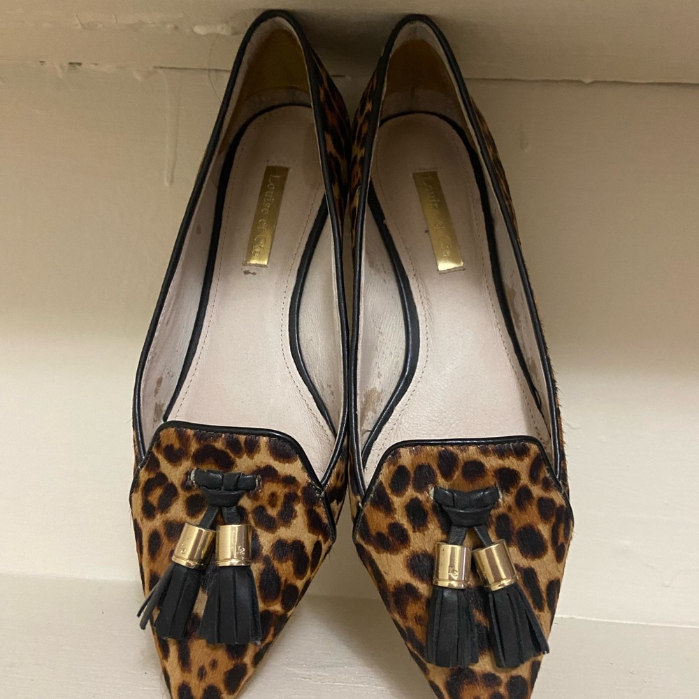 Vince Camuto Brown and Black Leopard Print Flats